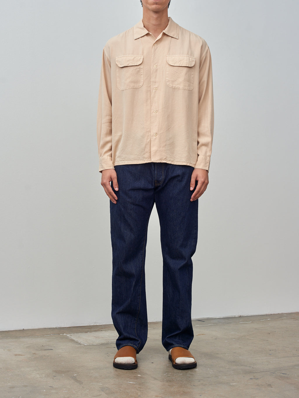 Namu Shop - ts(s) Garment Dye Round Flap Pocket Shirt - Cream