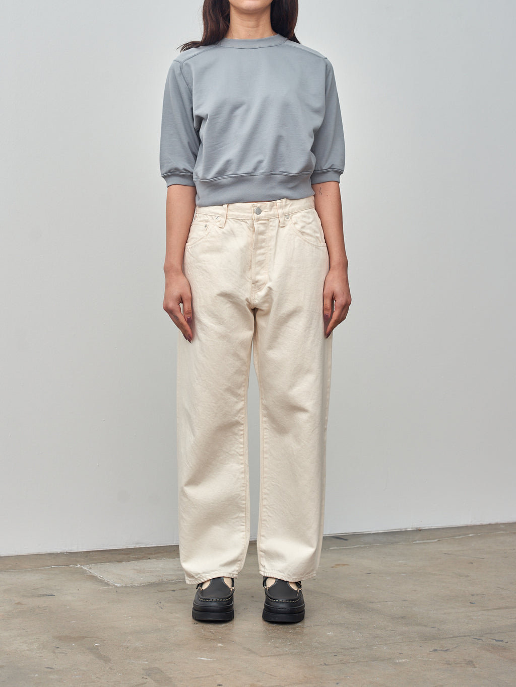 Namu Shop - Hatski Wide Tapered Washi Denim - Ecru