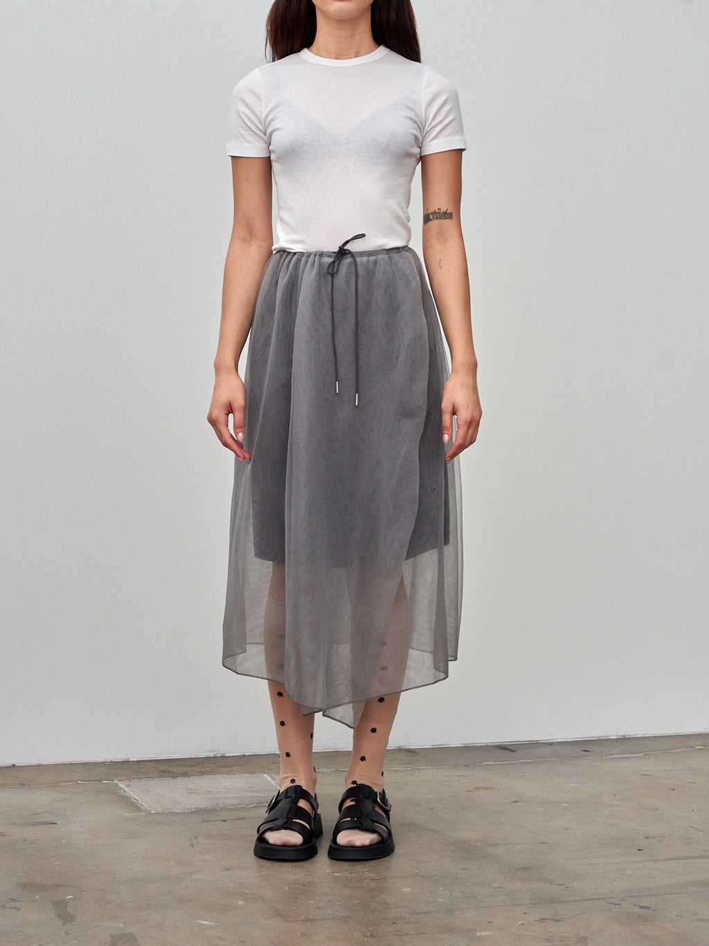 Namu Shop - Unfil Yarn Knit Skirt - Gray