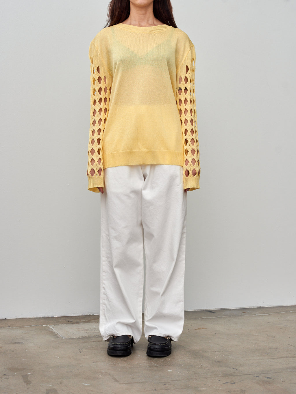 Namu Shop - Babaco Cable Sleeve Pullover - Cream Yellow