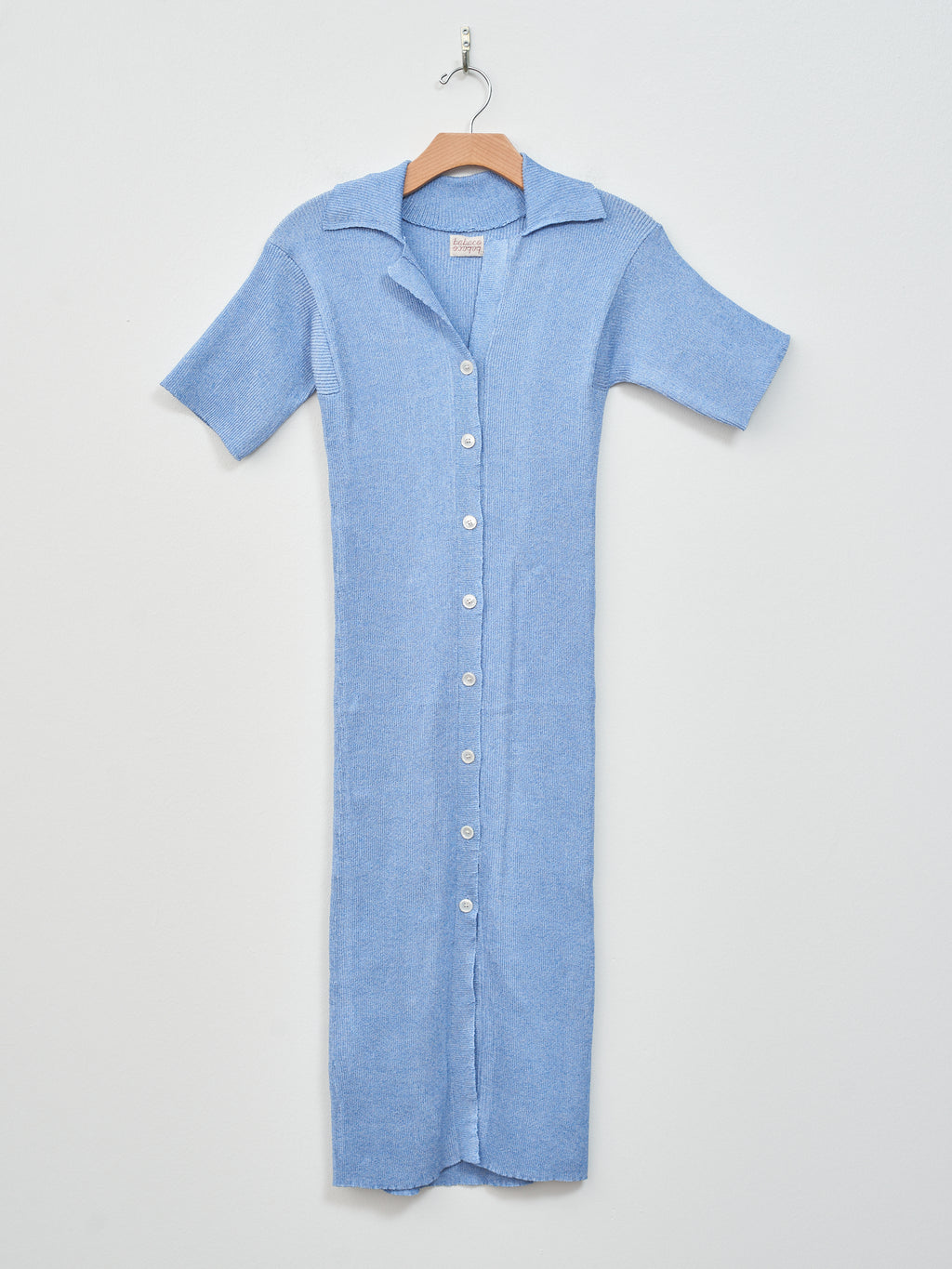 Namu Shop - Babaco Ribbed Polo Dress - Blue Melange