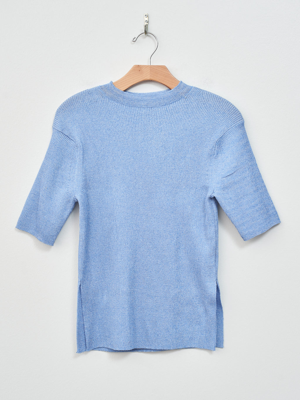 Namu Shop - Babaco Ribbed Half Sleeve Pullover - Blue Melange