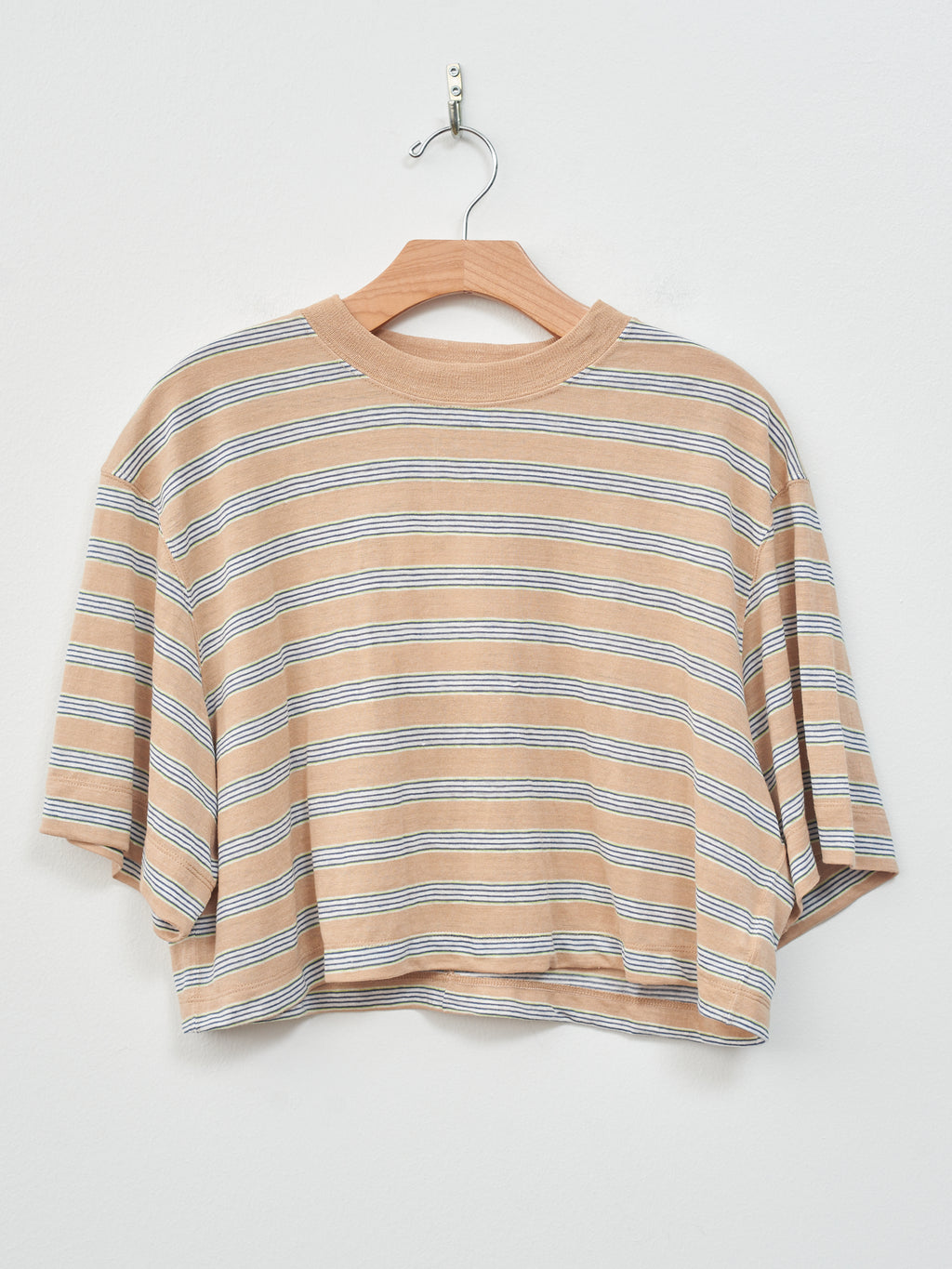 Namu Shop - Unfil Hemp Striped Jersey Cropped Tee - Beige Stripe