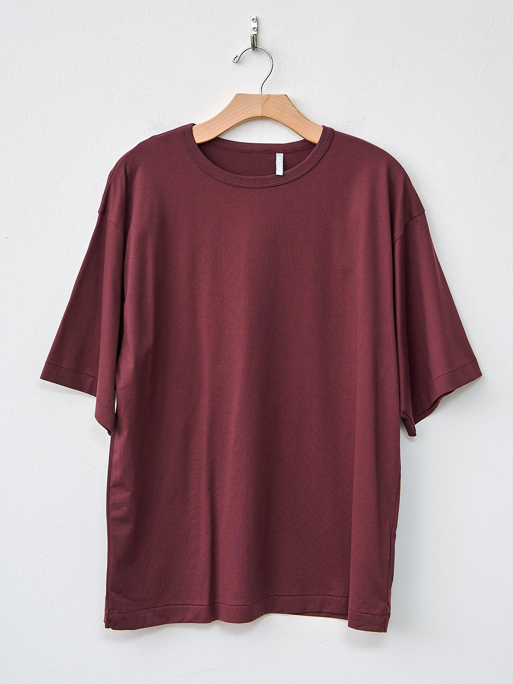 Namu Shop - Kaptain Sunshine Suvin Suede Tenjiku Half Sleeve Tee - Burgundy