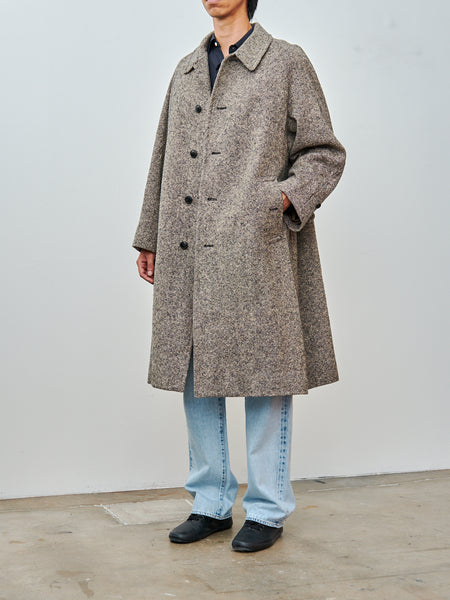 Namu Shop - Kaptain Sunshine Umbrella Coat - Black Nep Donegal Tweed