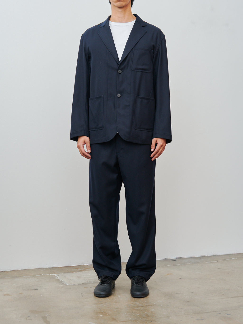 Namu Shop - Yleve Wool Flannel Easy Trousers - Navy