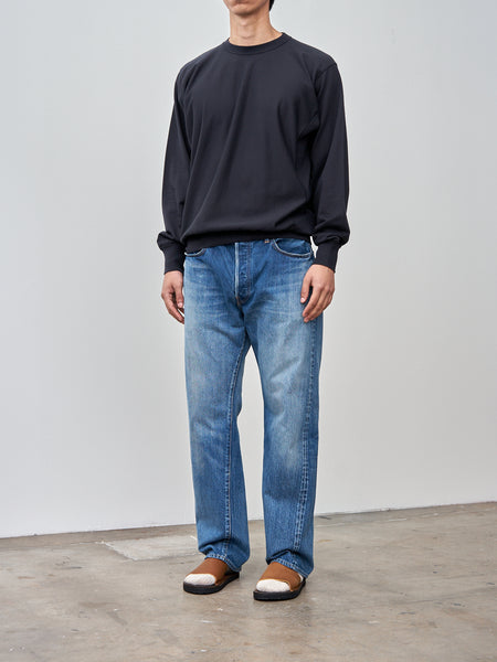 Auralee Super High Gauge Cotton Polo in Dark Navy Curated at