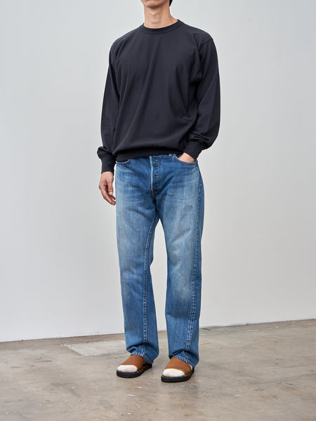 【oan】Damage Medium Blue Pants CIOTA Denim Slacks , Medium Dark Blue Damage – Navyblue