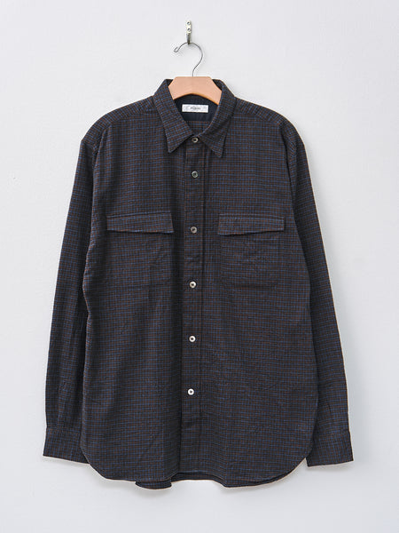 【BAON】[unisex] Fugo Check Over Shirt Namu Shop - Fujito Hike Shirt - Brown Check
