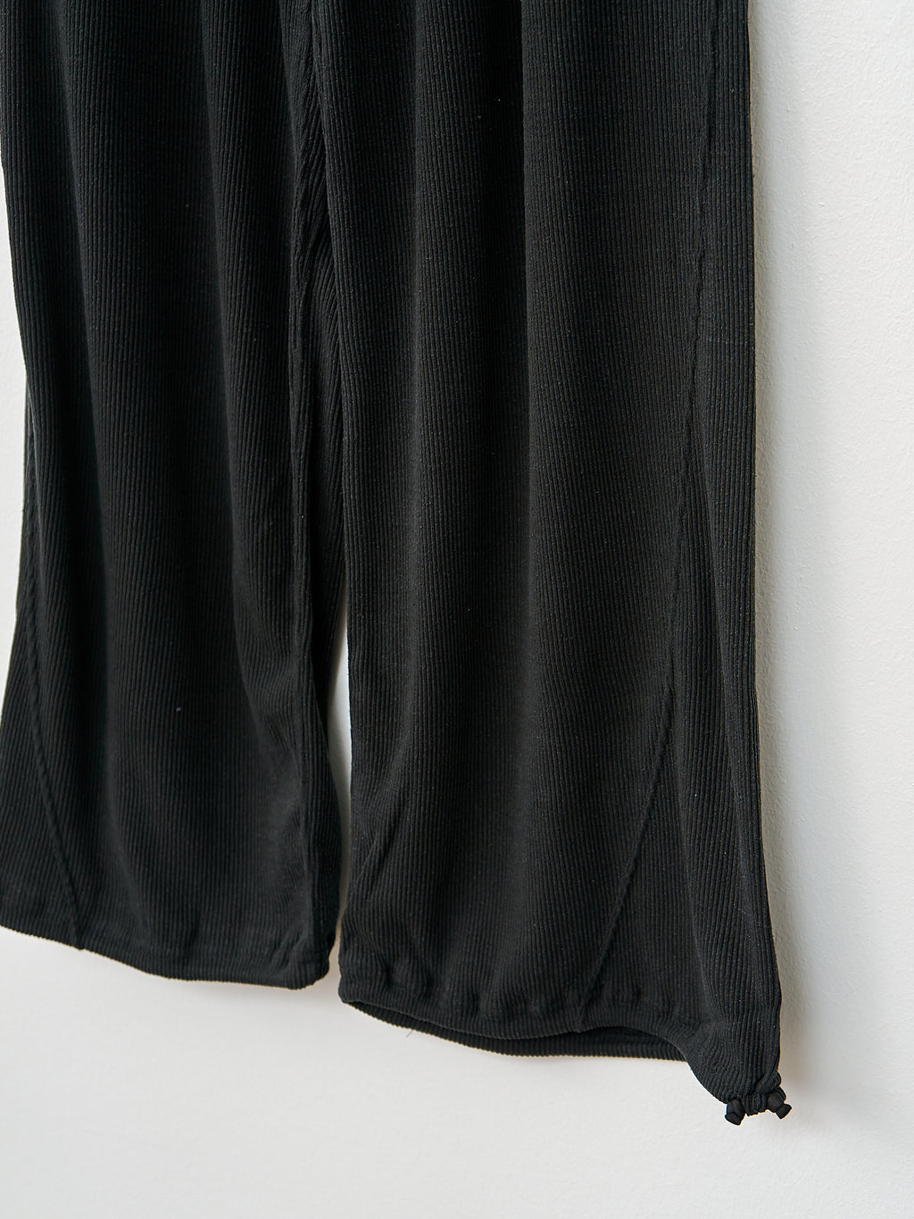 Namu Shop - Unfil Stretch Raw Silk Ribbed Jersey Wide Leg Pants - Black