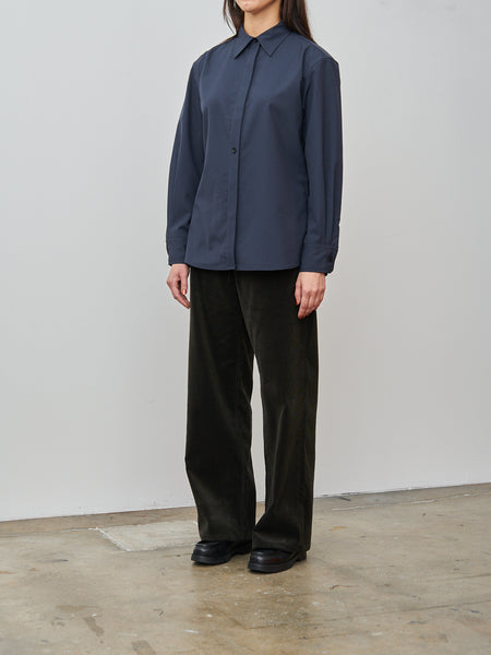 Slim Wool Shirt - Navy