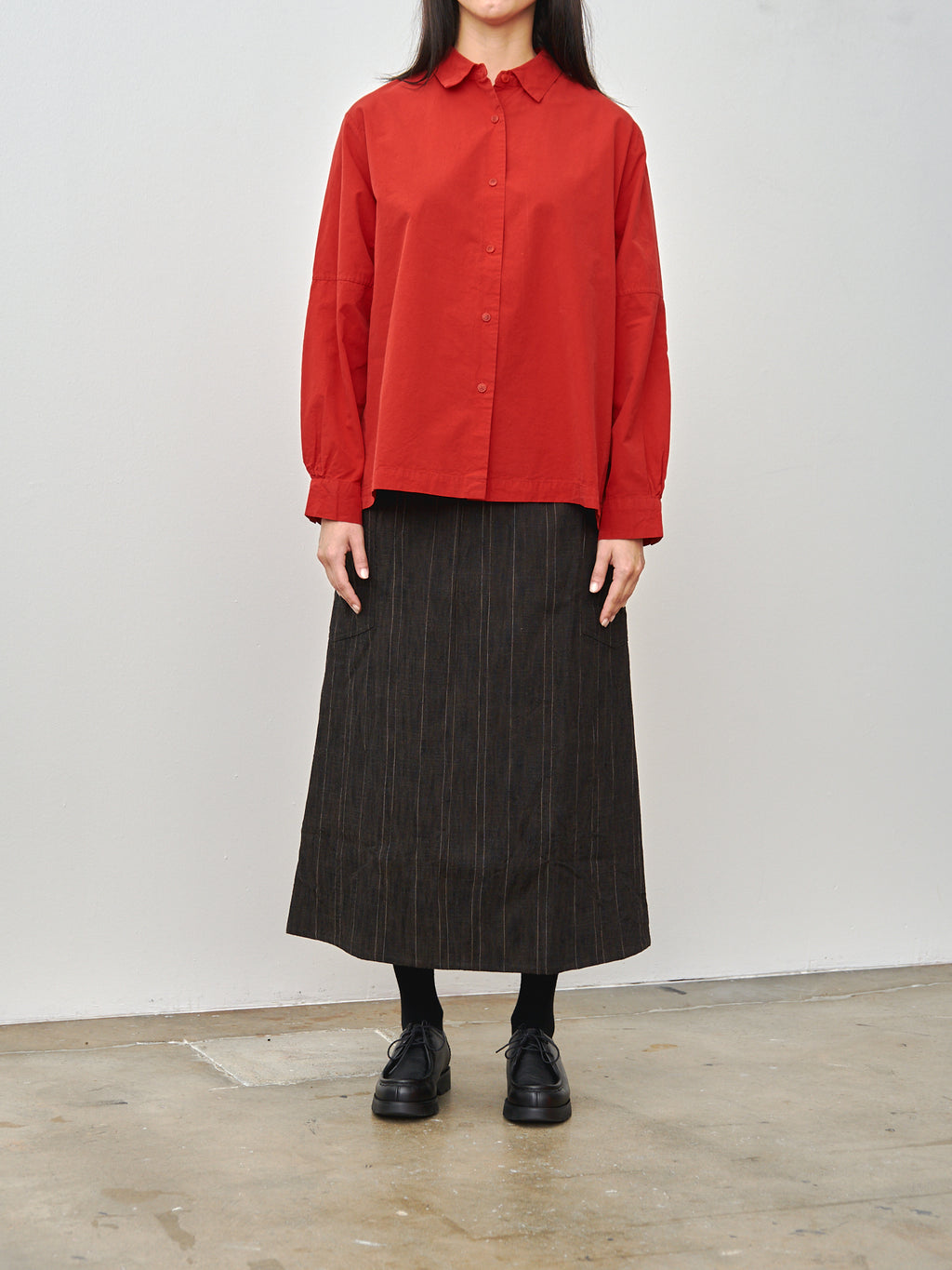 Namu Shop - Toogood The Scout Skirt - Crumpled Stripe Walnut