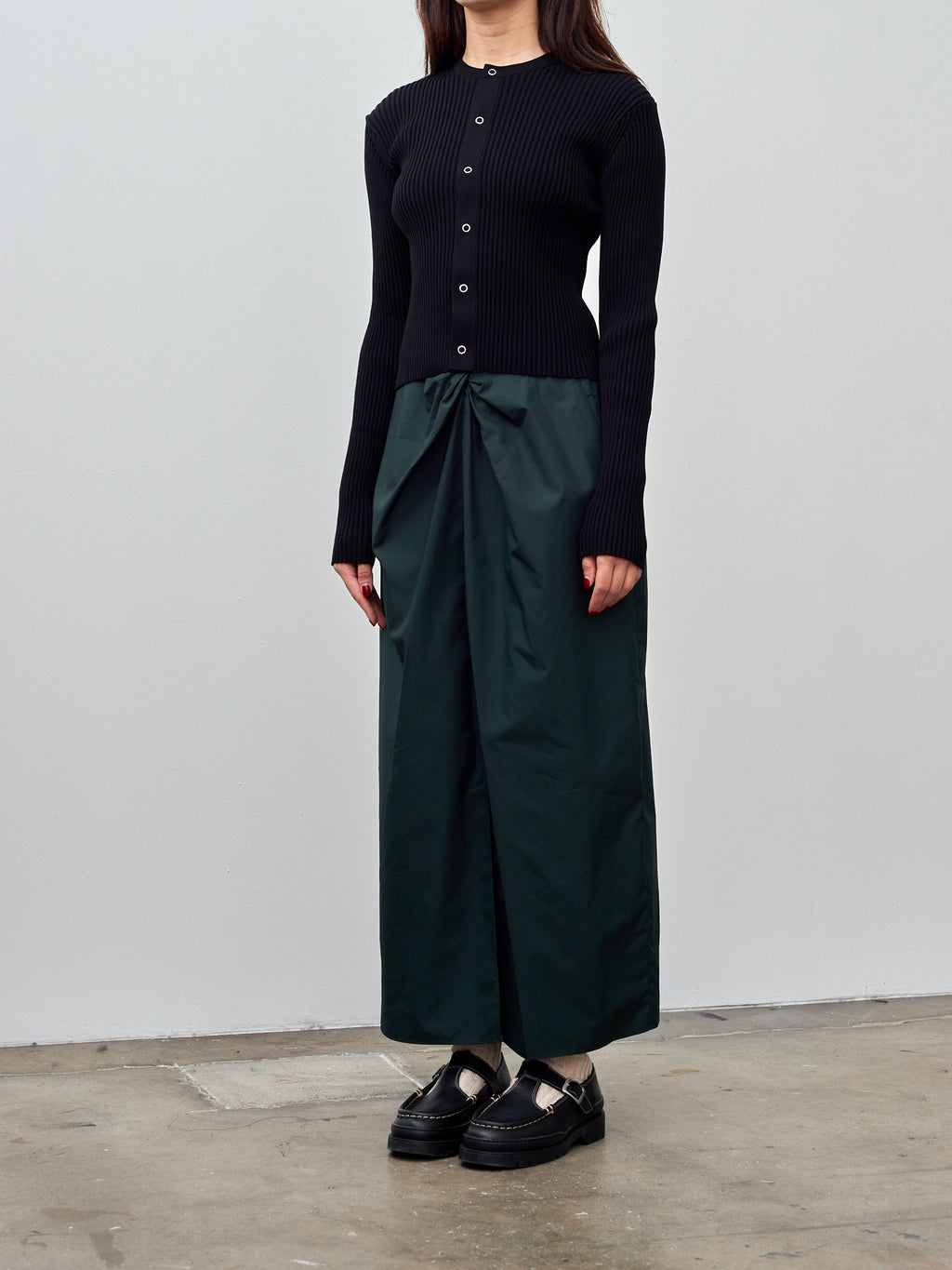 Namu Shop - Yleve Cotton Nylon Knit Cardigan - Black