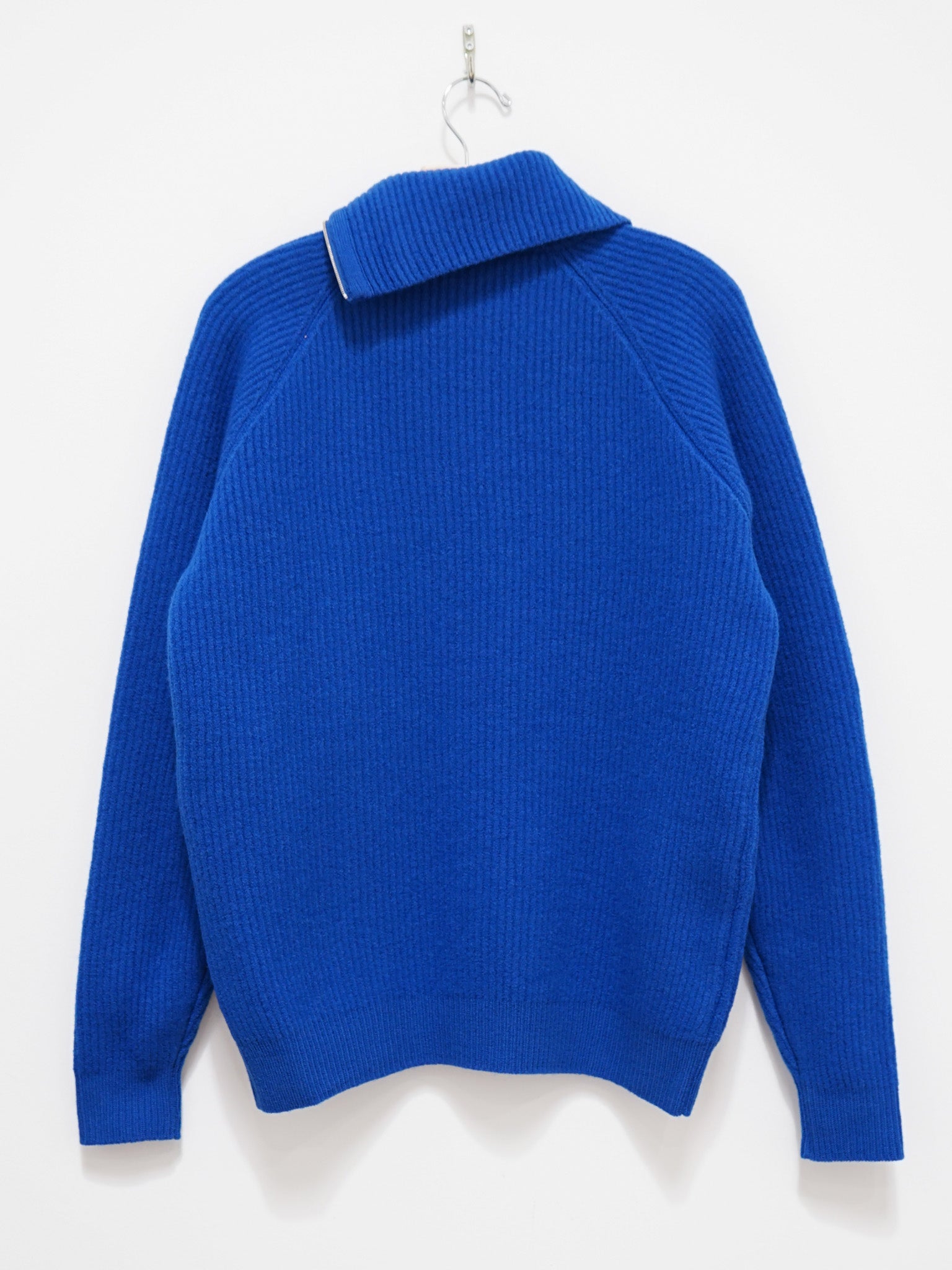 Namu Shop - Auralee Milled French Merino Rib Knit Zip Pullover - Royal Blue