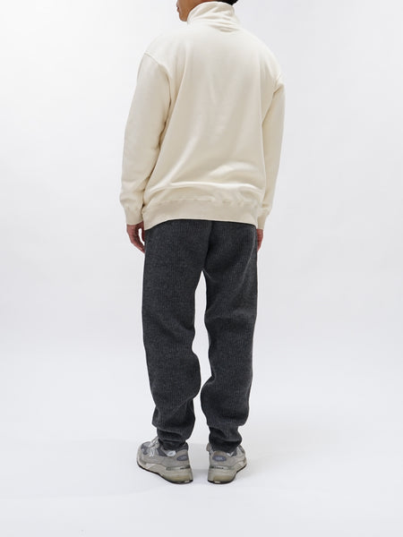 Milled French Merino Rib Knit Pants - Charcoal Gray