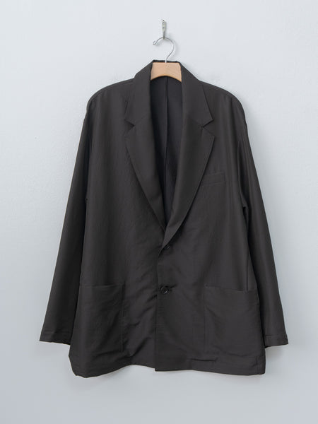 ssstein Wool Silk Single Breasted Jacket - Dark Charcoal, Wool
