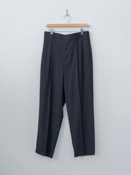 Aton Twist Wool Gauze Two Tucked Easy Pants - Navy Top | Namu Shop