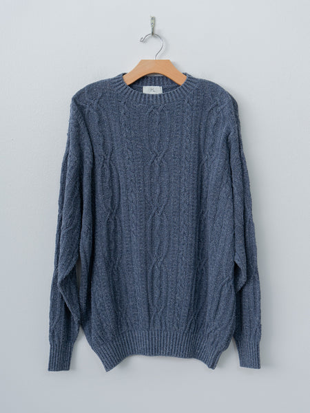 HERILL CASHMERE 畦CREW sweater knit Herill Silknep Cable Sweater - Indigo, Silk Nep Yarn | Namu Shop
