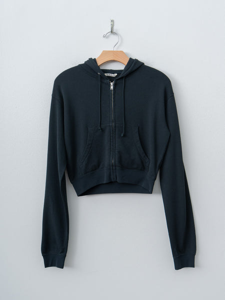 Auralee Light Sweat Zip Parka - Ink Black, Cotton Wool Silk Blend