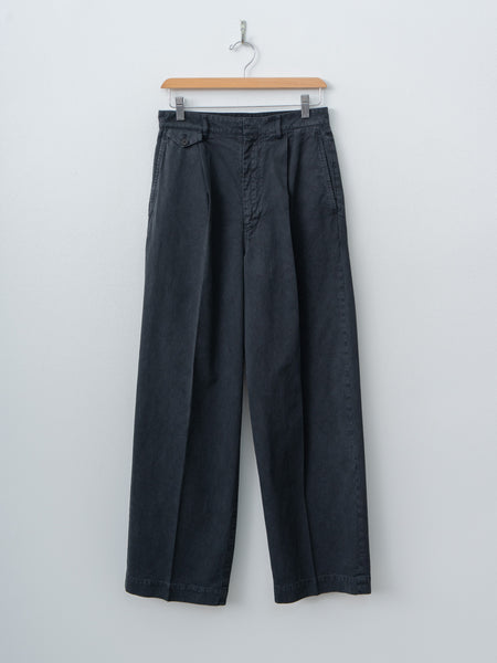 Auralee Garment-Dyed Finx Light Chino One-Tuck Wide Pants - Black