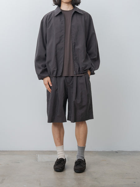ssstein Silk Nylon Wide Easy Short Trousers - Charcoal Brown