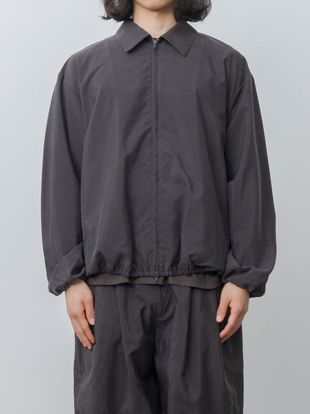 ssstein Silk Nylon Collared Zip Jacket - Charcoal Brown | Namu Shop