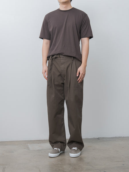 Document Combed Cotton Belted Chino Pants - Brown, Combed Cotton