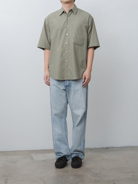 Auralee Half Sleeve Shirt - Olive, Finx Cotton Twill | Namu Shop