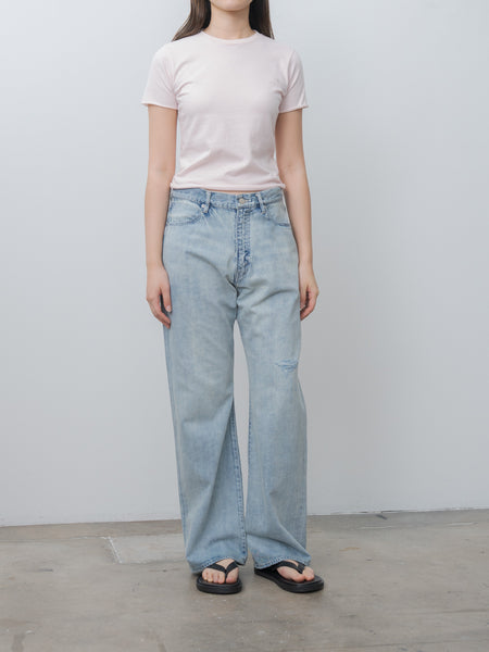 新品Auralee FADED SELVEDGE LIGHT DENIM 28w Faded Selvedge Light Denim Pants - Light Indigo