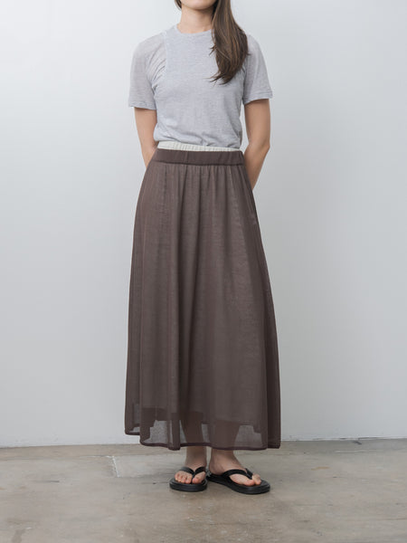 Unfil High-Twisted Cotton Layered Skirt - Charcoal Brown x Mist
