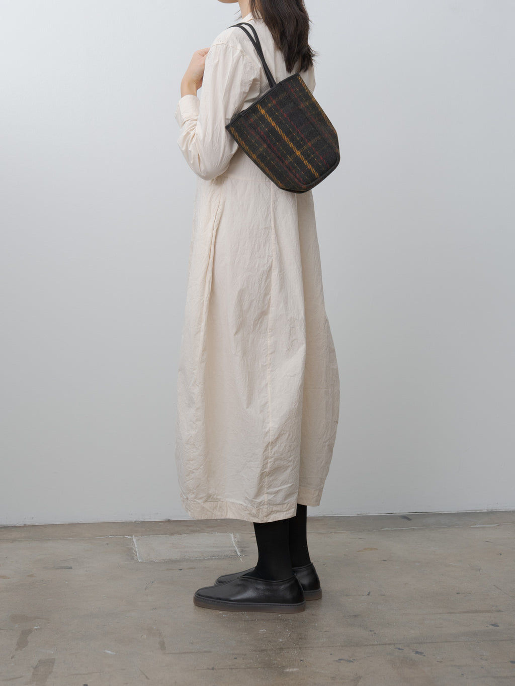 Namu Shop - Amiacalva Oiled Cotton Wool Tote Small - Plaid