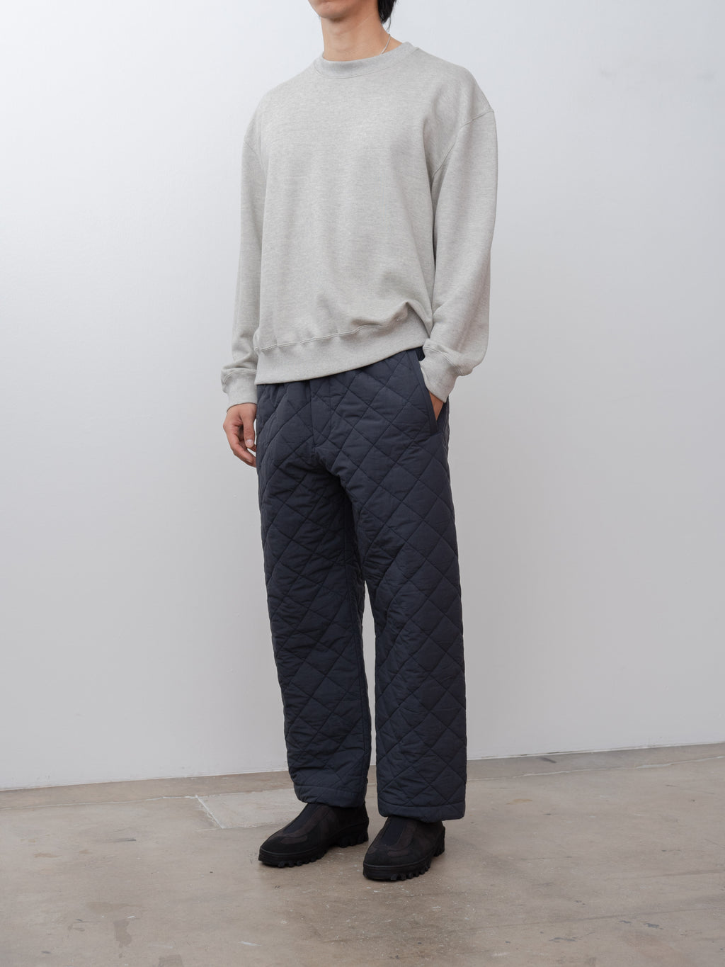 Namu Shop - Yoko Sakamoto Quilting Wide Pants - Navy