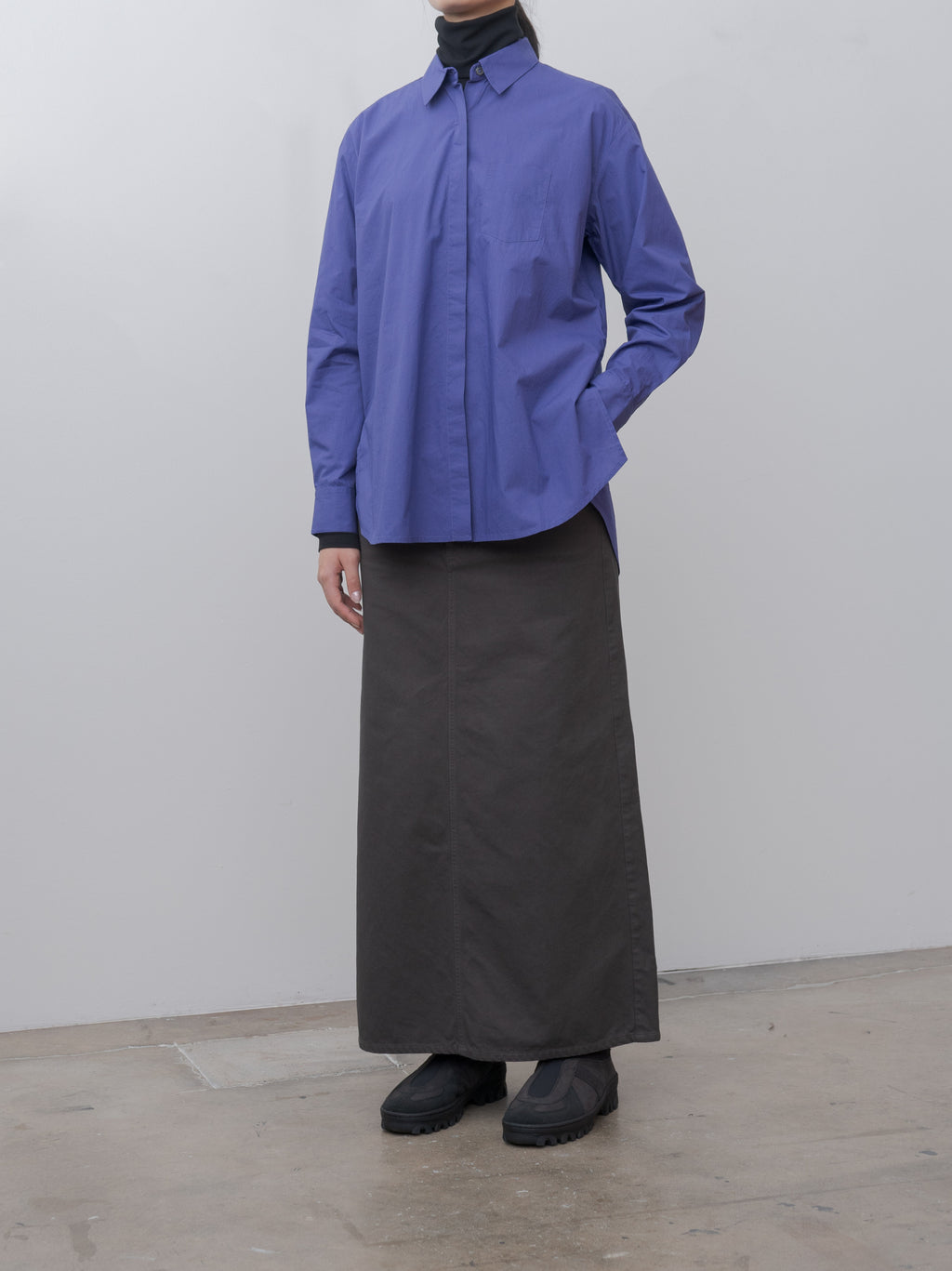 Namu Shop - Yleve Cotton Twill Garment Dye Skirt - Gray