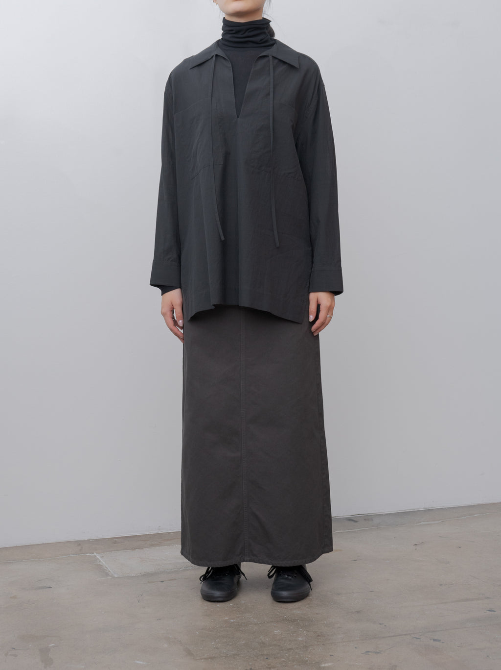 Namu Shop - Yleve Cotton Lawn Pullover Shirt - Charcoal