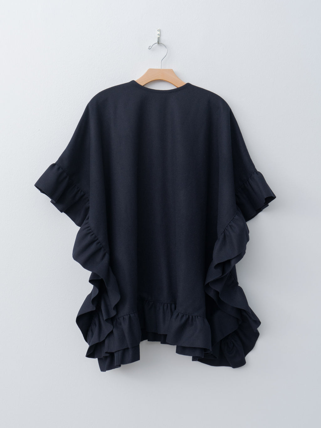 Namu Shop - Eleph Rose Ruffle Cape - Navy Wool