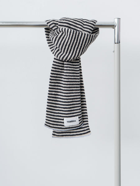 Namu Shop - Tembea Muffler Border - Oatmeal x Charcoal/Sax