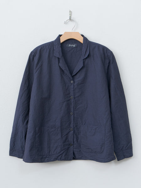 Bergfabel Jenny Shirt - Navy, Cotton Linen Blend | Namu Shop