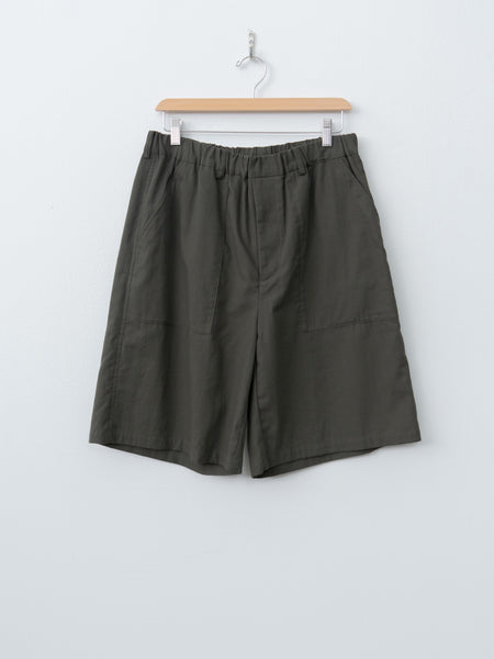 Yoko Sakamoto Utility Easy Shorts - Olive, Cotton Panama | Namu Shop
