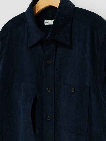 CODE-ZERO Corduroy Shirt Men Rib Blue XL | CODE-ZERO