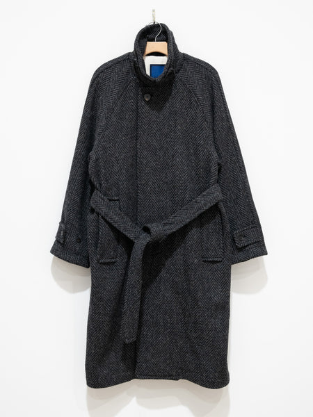 Namu Shop - Document Donegal Tweed Oversized Balmacaan Coat - Gray