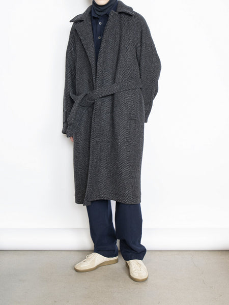 Namu Shop - Document Donegal Tweed Oversized Balmacaan Coat - Gray