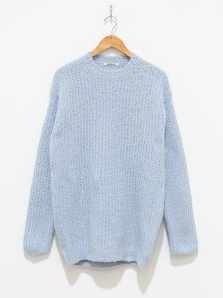 Milled Wool Moal Knit Big Pullover - Light Blue