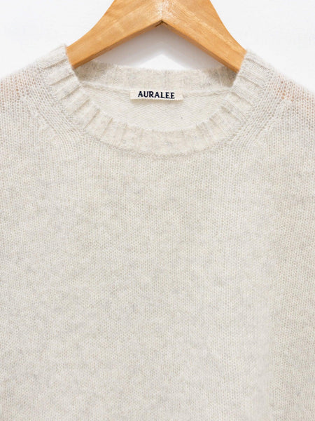 Shetland Wool Cashmere Knit Pullover - Top White