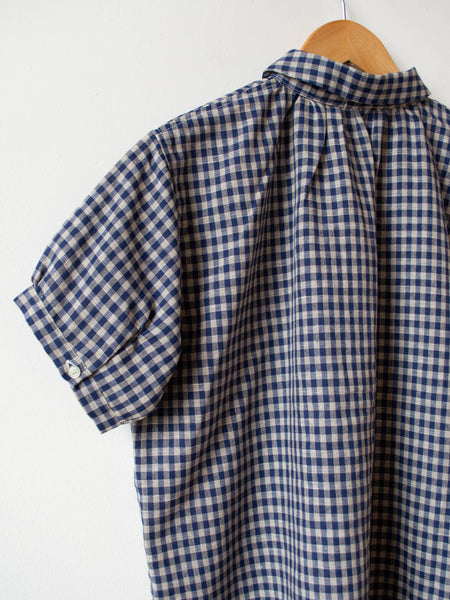 Linen Cotton Gingham Shirt - Navy