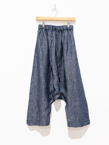 Linen Denim Sarouel Pants - Navy