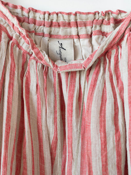 Namu Shop - Ichi Antiquites Linen Stripe Skirt - Natural x Red