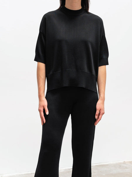 Tonneau Short Sleeve Crewneck Knit - Black