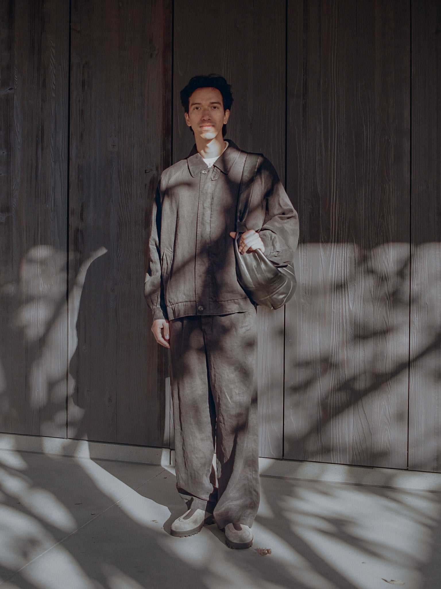 Namu Shop - ssstein Heavy Linen Herringbone Trousers - Black