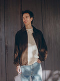 Suede Zip Short Jacket - Dark Brown