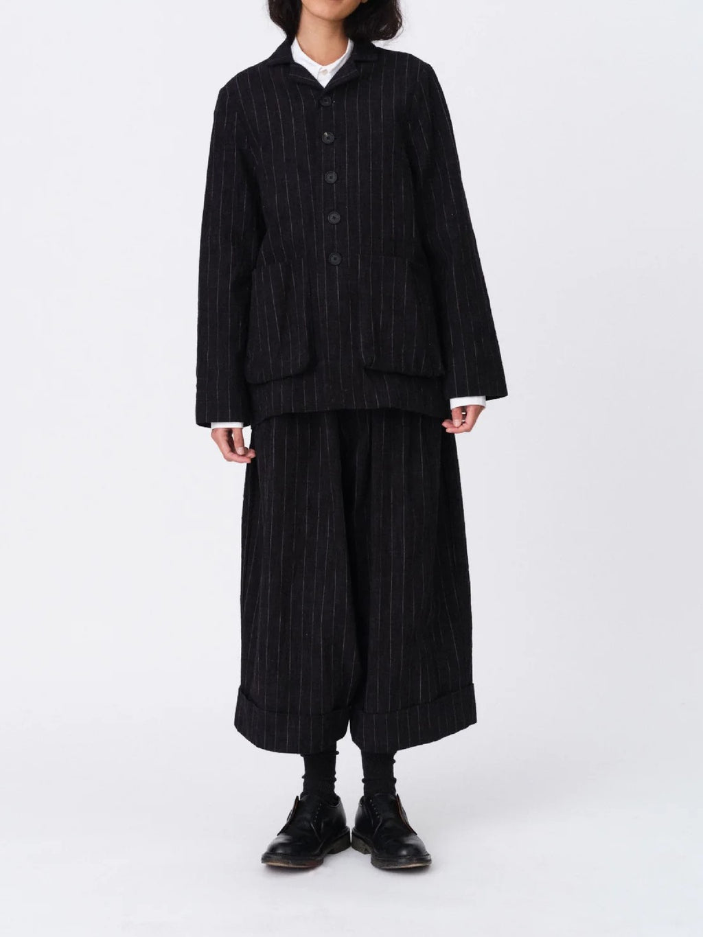 Namu Shop - Toogood The Baker Trouser - Crumpled Pinstripe Flint